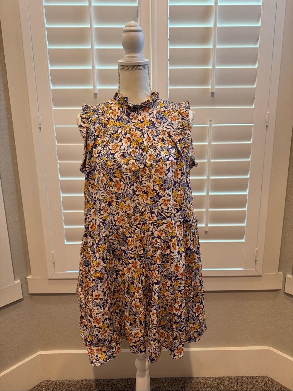 Pinch Floral Mini Dress in Navy, White, Yellow